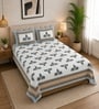 Skyblue 210 TC 100% Cotton  Elephant Printed Super King Size Bedsheet with 2 Pillow Covers