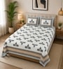 Skyblue 210 TC 100% Cotton  Elephant Printed Super King Size Bedsheet with 2 Pillow Covers