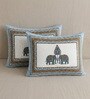 Skyblue 210 TC 100% Cotton  Elephant Printed Super King Size Bedsheet with 2 Pillow Covers