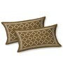 Cream And Brown Traditional print 144 TC Cotton Size Double  Bedsheet With 2 Pillow Cover