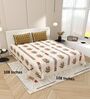 Cream And Brown Traditional print 144 TC Cotton Size Double  Bedsheet With 2 Pillow Cover