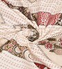 Cream And Brown Traditional print 144 TC Cotton Size Double  Bedsheet With 2 Pillow Cover