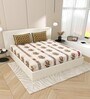 Cream And Brown Traditional print 144 TC Cotton Size Double  Bedsheet With 2 Pillow Cover