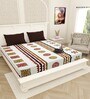 White Traditional print 144 TC Cotton King Size  Bedsheet With 2 Pillow Cover