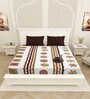 White Traditional print 144 TC Cotton King Size  Bedsheet With 2 Pillow Cover