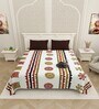 White Traditional print 144 TC Cotton King Size  Bedsheet With 2 Pillow Cover