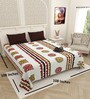 White Traditional print 144 TC Cotton King Size  Bedsheet With 2 Pillow Cover