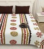 White Traditional print 144 TC Cotton King Size  Bedsheet With 2 Pillow Cover