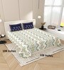 Blue Floral 144 TC Cotton King Size  Bedsheet With 2 Pillow Cover