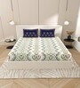 Blue Floral 144 TC Cotton King Size  Bedsheet With 2 Pillow Cover