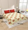 Yellow Block Print  144 TC Cotton King Size  Bedsheet With 2 Pillow Cover