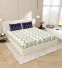 Blue Floral 144 TC Cotton King Size  Bedsheet With 2 Pillow Cover