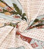Cream And Red Block Print  144 TC Cotton King Size  Bedsheet With 2 Pillow Cover