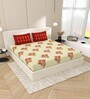 Yellow Block Print  144 TC Cotton King Size  Bedsheet With 2 Pillow Cover