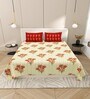 Yellow Block Print  144 TC Cotton King Size  Bedsheet With 2 Pillow Cover