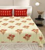 Yellow Block Print  144 TC Cotton King Size  Bedsheet With 2 Pillow Cover