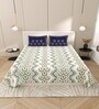 Blue Floral 144 TC Cotton King Size  Bedsheet With 2 Pillow Cover