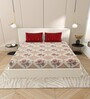 Cream Floral 144 TC Cotton King Size  Bedsheet With 2 Pillow Cover