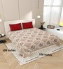Cream Floral 144 TC Cotton King Size  Bedsheet With 2 Pillow Cover