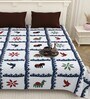 Blue Traditional print 144 TC Cotton King Size  Bedsheet With 2 Pillow Cover