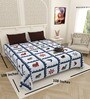 Blue Traditional print 144 TC Cotton King Size  Bedsheet With 2 Pillow Cover