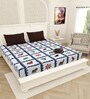 Blue Traditional print 144 TC Cotton King Size  Bedsheet With 2 Pillow Cover