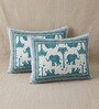Teal Elephant 100% Cotton King Size Bedsheet with 2 Pillow Covers
