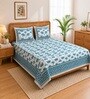 Teal Elephant 100% Cotton King Size Bedsheet with 2 Pillow Covers