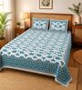 Teal Elephant 100% Cotton King Size Bedsheet with 2 Pillow Covers