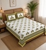 Yellow 210 TC 100% Cotton Elephant Printed Super King Size Bedsheet with 2 Pillow Covers