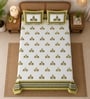 Yellow 210 TC 100% Cotton Elephant Printed Super King Size Bedsheet with 2 Pillow Covers