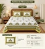 Yellow 210 TC 100% Cotton Elephant Printed Super King Size Bedsheet with 2 Pillow Covers
