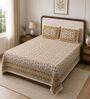 Yellow Floral 100% Cotton King Size Bedsheet with 2 Pillow Covers