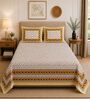 Yellow Geometric 100% Cotton Super King Size Bedsheet with 2 Pillow Covers