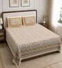 Yellow Floral 100% Cotton Super King Size Bedsheet with 2 Pillow Covers