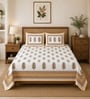 Yellow Floral 100% Cotton Super King Size Bedsheet with 2 Pillow Covers