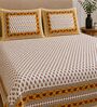 Yellow Geometric 100% Cotton Super King Size Bedsheet with 2 Pillow Covers