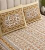Yellow Floral 100% Cotton Super King Size Bedsheet with 2 Pillow Covers
