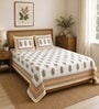 Yellow Floral 100% Cotton Super King Size Bedsheet with 2 Pillow Covers