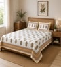 Yellow Floral 100% Cotton Super King Size Bedsheet with 2 Pillow Covers