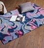 Blue Abstract 100% Wool 4 ft x 6 ft Hand Tufted Carpet