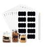 100 Pcs Waterproof Vinyl Black Labels Stickers for Mason Jar Glass & Plastic Bottles with 1 Piece White Pencil