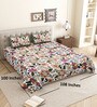 Off-white Floral 144 TC Cotton King Size  King Size Bedsheet With 2 Pillow Cover