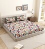 Off-white Floral 144 TC Cotton King Size  King Size Bedsheet With 2 Pillow Cover