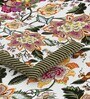 Off-white Floral 144 TC Cotton King Size  King Size Bedsheet With 2 Pillow Cover