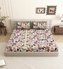 Off-white Floral 144 TC Cotton King Size  King Size Bedsheet With 2 Pillow Cover