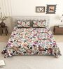 Off-white Floral 144 TC Cotton King Size  King Size Bedsheet With 2 Pillow Cover