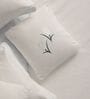 White 1000 Tc Cotton Contrast Bedsheet Set With 2 Pillow Covers & 2 Cushion Covers