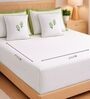 Olive Green 1000 Tc Cotton Contrast Bedsheet Set With 2 Pillow Covers & 2 Cushion Covers