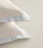 White 1000 Tc Cotton Contrast Bedsheet Set With 2 Pillow Covers & 2 Cushion Covers